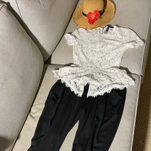 bcbgmaxazria white lace top